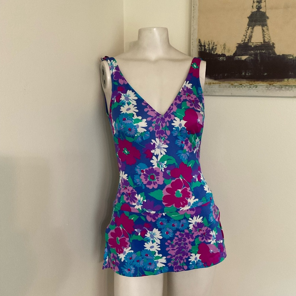 Vintage 70’s Roxanne Skirted Floral Swimsuit